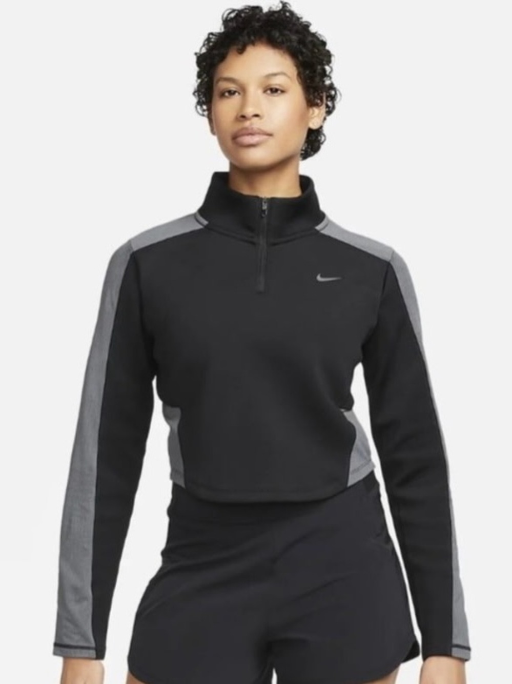 Nike‎ Pro Black & Gray Women's Quarter-Zip Training Top